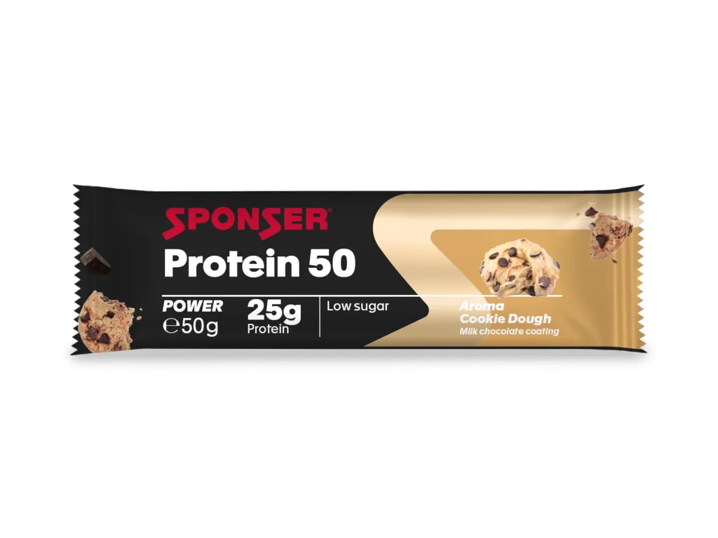 Sponser Protein 50 Cookie Dough (50 g) – proteinová tyčinka 50% s kolagenem