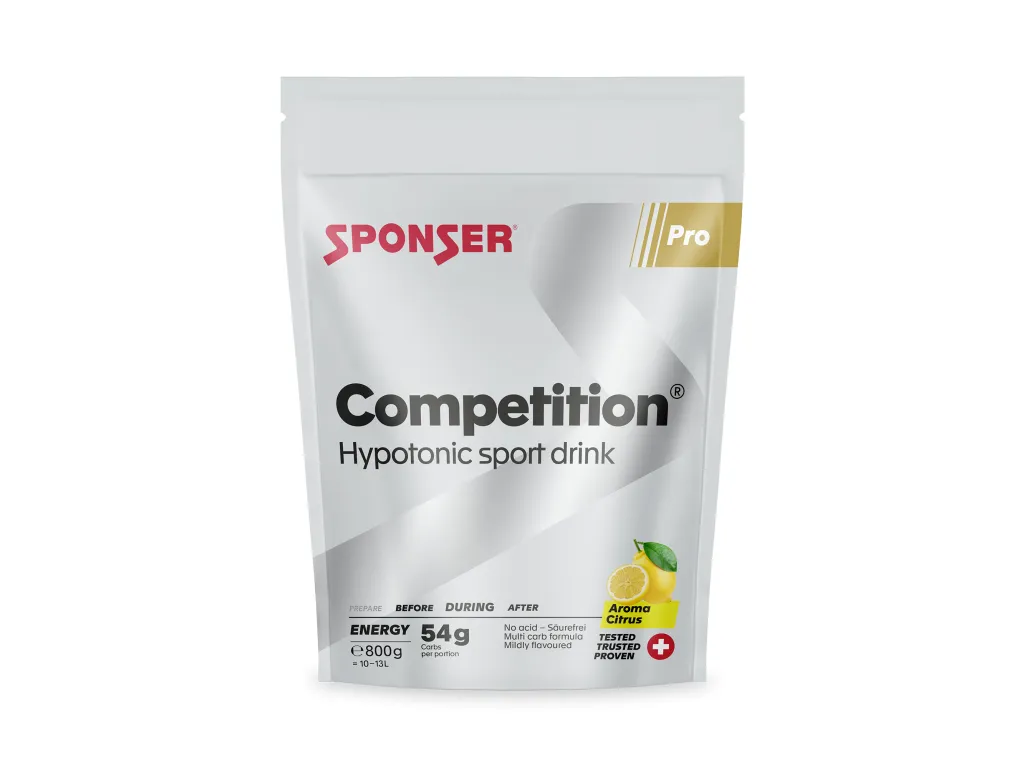 Sponser Competition Drink – zásaditý hypotonický nápoj s příchutí, 800 g (Citrus, Raspberry, Fruit Mix)