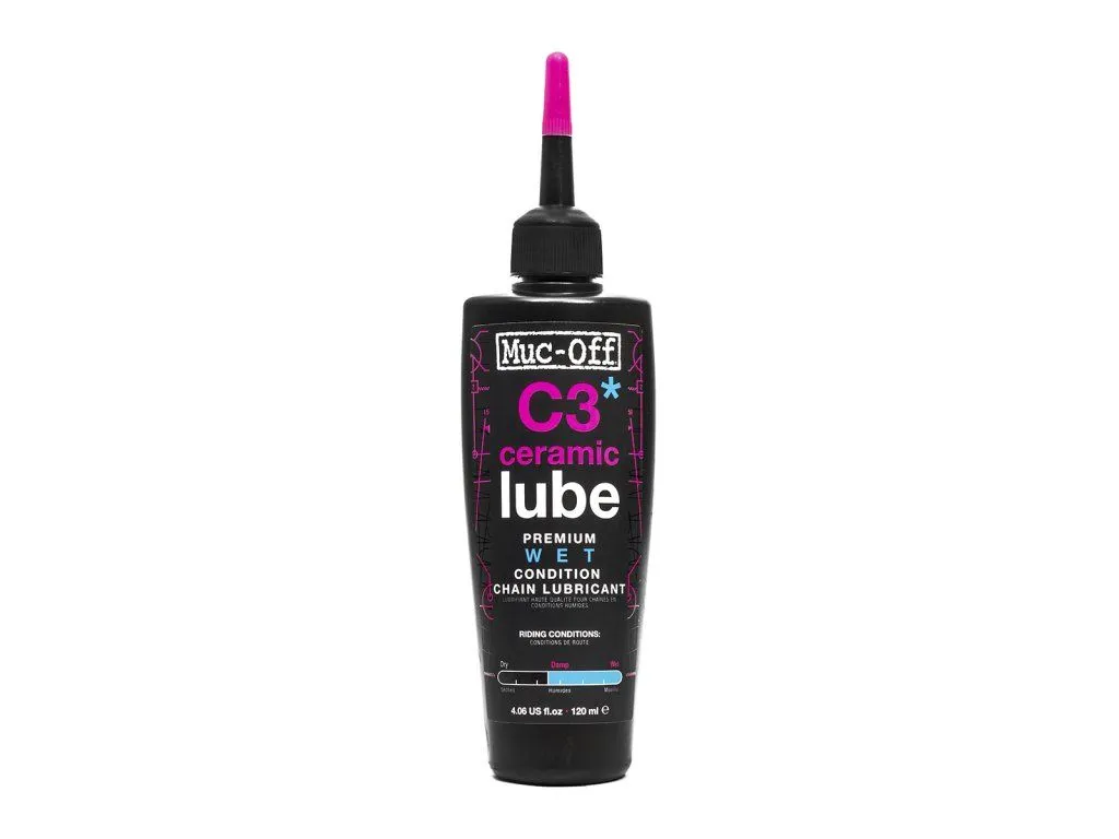 Muc-Off C3 Wet Ceramic Lube 120 ml – mazivo na řetěz s keramikou do mokra (bez UV svítilny)