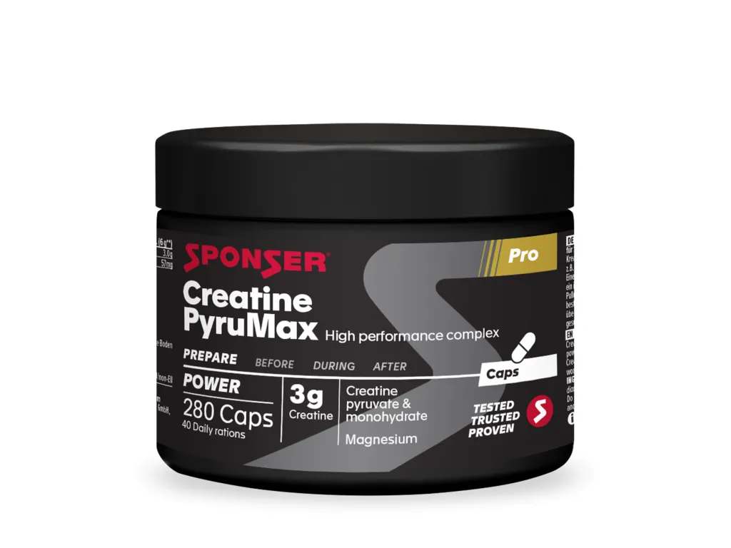 Sponser Creatine Pyrumax Capsules 240 g – kreatin pro zvýšení síly + hořčík v kapslích